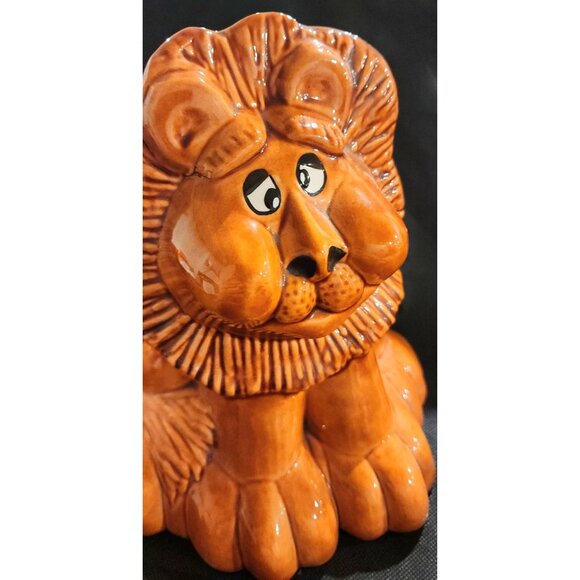 RARE Vintage Ceramic Lion Planter Vase Figurine 8" Kitsch Animal Eclectic - Picture 2 of 12